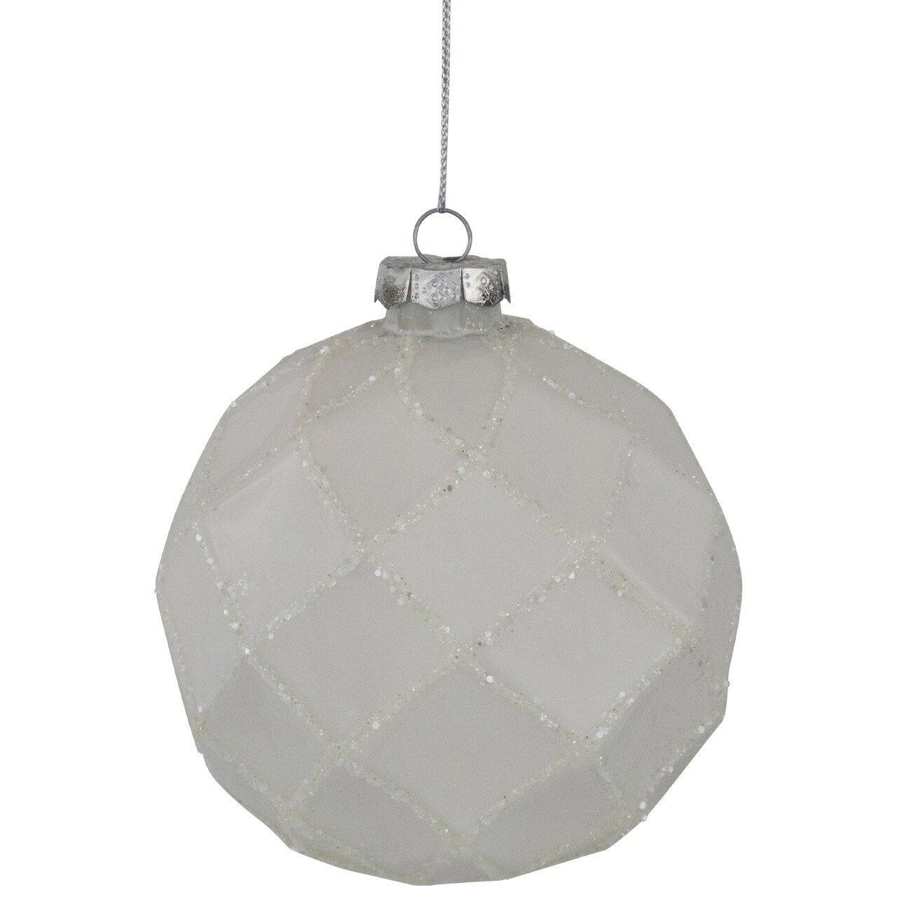 Northlight Glittered Christmas Glass Ball Ornaments - 3.75" (95mm) - White - 4ct
